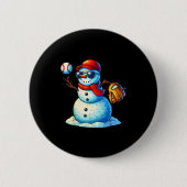 Badge Rond 5 Cm Snowman Playing Baseball As Tcher Boys Teens Chris (Devant)