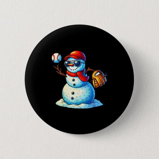 Badge Rond 5 Cm Snowman Playing Baseball As Tcher Boys Teens Chris (Devant)