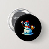 Badge Rond 5 Cm Snowman Playing Baseball As Tcher Boys Teens Chris (Devant & derrière)