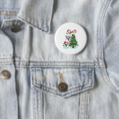 Badge Rond 5 Cm Snowman Snowflake, Merry Christmas Tree, Xmas Holi (En situation)