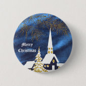 Badge Rond 5 Cm Snowy Christmas Church Amen Button (Devant)