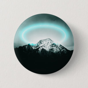Badge Rond 5 Cm Snowy mountain mysterious blue neon light