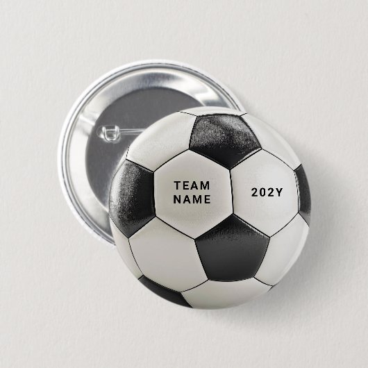 Badge Rond 5 Cm Soccer Ball Button Pin | Custom Team Name Buttons (Devant & derrière)
