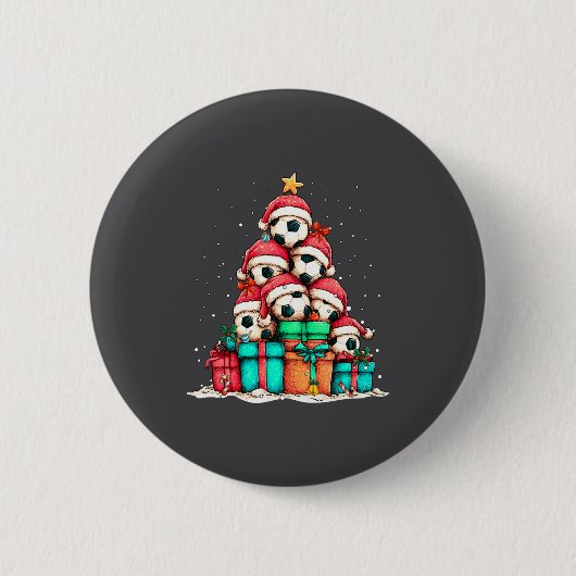 Badge Rond 5 Cm Soccer Ball Player Le Christmas Tree Xmas Long Sle (Devant)