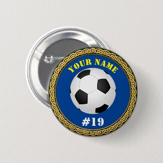 Badge Rond 5 Cm Soccer personnalisé - Ajouter nom et numéro (Devant & derrière)