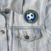 Badge Rond 5 Cm Soccer personnalisé - Ajouter nom et numéro (En situation)