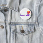 Badge Rond 5 Cm SoccerChick FlowerDark (En situation)