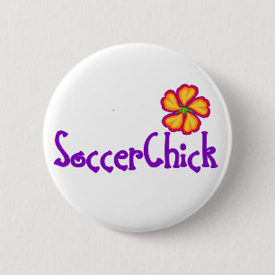 Badge Rond 5 Cm SoccerChick FlowerDark