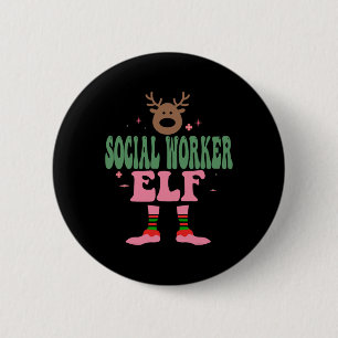 Badge Rond 5 Cm Social Travailleur Elf Xmas Famille Groupe Noël