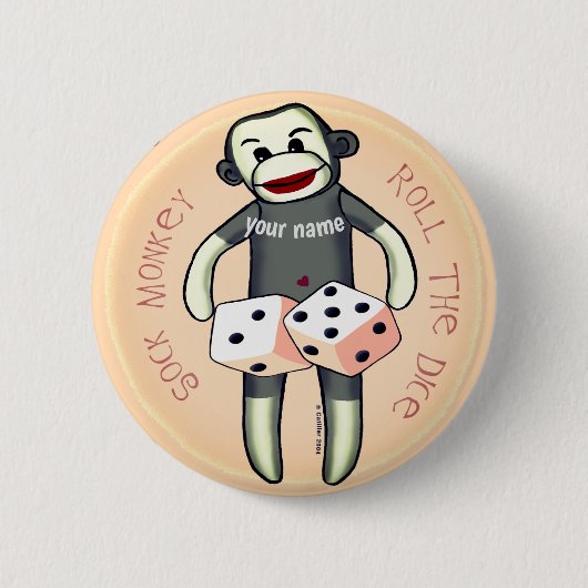Badge Rond 5 Cm Sock Monkey Dice (Devant)