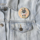 Badge Rond 5 Cm Sock Monkey Dice (En situation)
