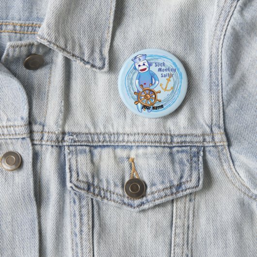 Badge Rond 5 Cm Sock Monkey Sailor (En situation)