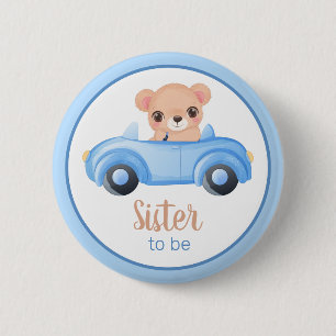Badge Rond 5 Cm Soeur À Être Porteur Garçon Bébé Douche Bouton