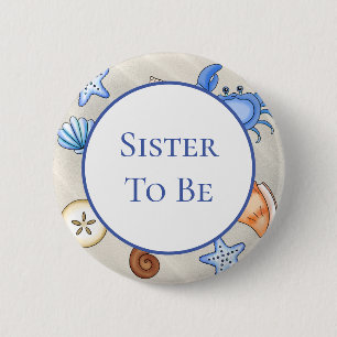 Badge Rond 5 Cm Soeur   Baby shower sur le thème de la plage