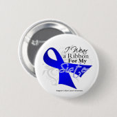 Badge Rond 5 Cm Soeur Bleu Ruban - Colon Cancer (Devant & derrière)