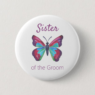 Badge Rond 5 Cm Soeur du marié Button papillon