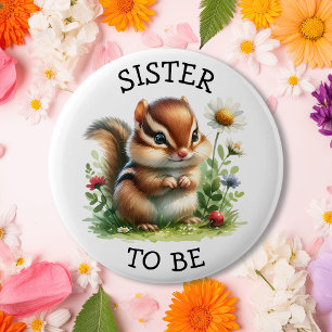 Badge Rond 5 Cm Soeur   Fox Woodland Baby shower à thème