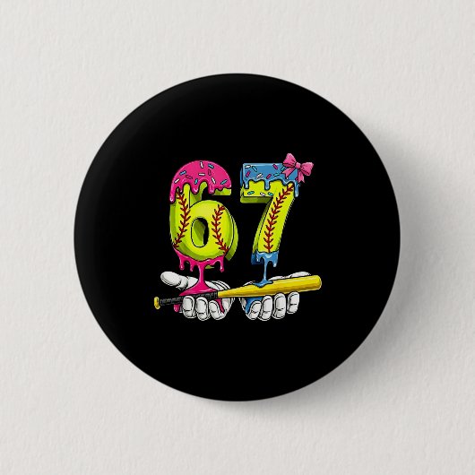 Badge Rond 5 Cm Softball 67 Ice Cream Drip Six Seven Boys Funny Me (Devant)