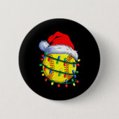 Badge Rond 5 Cm Softball Ball Santa Hat Christmas Softball Xmas Li (Devant)