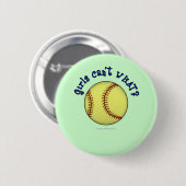 Badge Rond 5 Cm Softball-Blue (Devant & derrière)