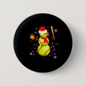 Badge Rond 5 Cm Softball Christmas Funny Softball Snowman Xmas (Devant)