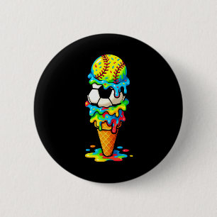 Badge Rond 5 Cm Softball Football Glace Crème Couler Coloré Été Ga