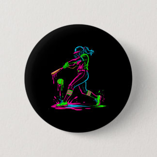 Badge Rond 5 Cm Softball girl ice cream softball drip 