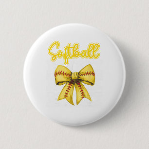 Badge Rond 5 Cm Softball Mimi Coquette Nœud Sport Grand-mère Nana