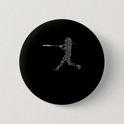 Badge Rond 5 Cm Softball Silhouette Ball Jeu Gant Gif (Devant)