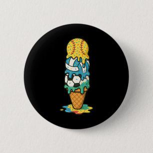 Badge Rond 5 Cm Softball Volleyball Football Crème Glacée Goutte É