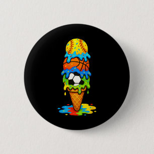 Badge Rond 5 Cm Softll Sketll Football Glace Crème Foulee Été Jeu 
