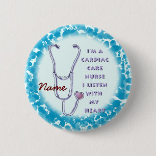 Badge Rond 5 Cm Soins cardiaques Infirmière Coeur épingle