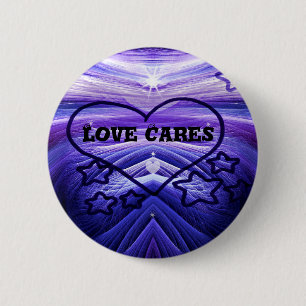 Badge Rond 5 Cm Soins d'amour, Coeur pourpre_