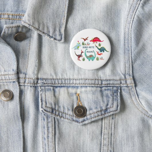 Badge Rond 5 Cm Soirée d'anniversaire à maman dinosaure (En situation)
