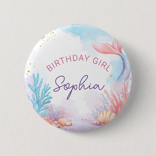 Badge Rond 5 Cm Soirée d'anniversaire de fille de mignonne Fête pe (Devant)