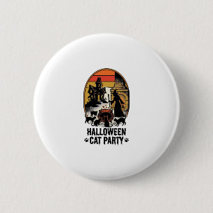 Badge Rond 5 Cm Soirée de chats Halloween Design de chats de sorci