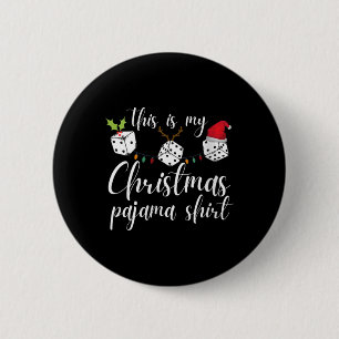 Badge Rond 5 Cm Soirée de jeu de dés de pyjama de Noël Bunco pour 