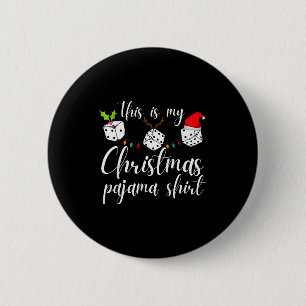 Badge Rond 5 Cm Soirée de jeu de dés en pyjama de Noël Bunco