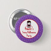 Badge Rond 5 Cm Soirée d'Halloween de fille Vampire (Devant & derrière)
