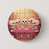Badge Rond 5 Cm Soirée Dîner Cute Skeleton - Bouton (Devant)