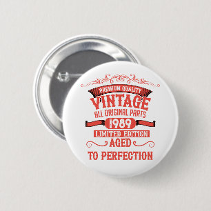 Badge Rond 5 Cm Soirée personnalisée vintage de 35 ans