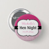 Badge Rond 5 Cm Soirée rose Hen personnalisée (Devant & derrière)