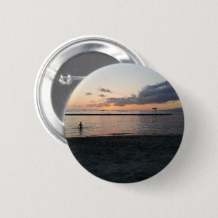 Badge Rond 5 Cm Soirée Sunset Plage tropicale Waikiki Oahu Hawaii