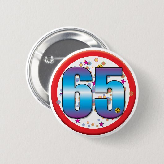 Badge Rond 5 Cm soixante-cinquième Anniversaire v2 (Devant & derrière)