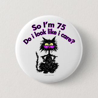 Badge Rond 5 Cm soixante-quinzième Chat d'anniversaire
