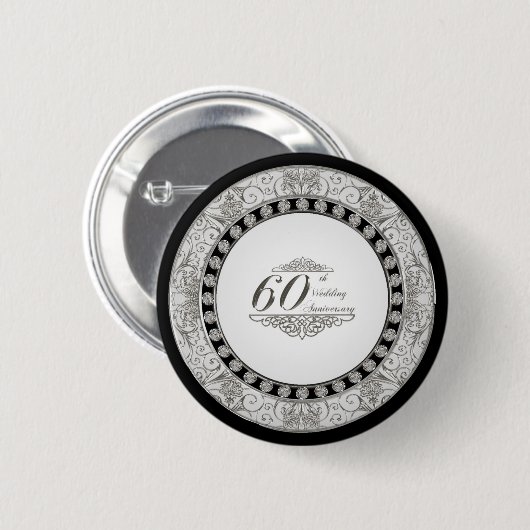 Badge Rond 5 Cm soixantième Bouton d'anniversaire de mariage (Devant & derrière)