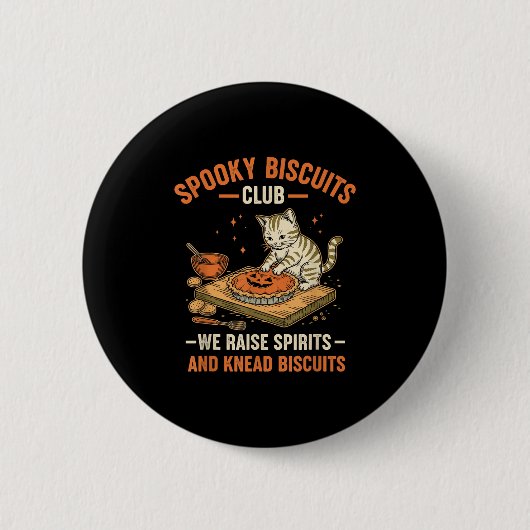 Badge Rond 5 Cm Soky Biscuits Club Funny Halloween Cat Baking (Devant)