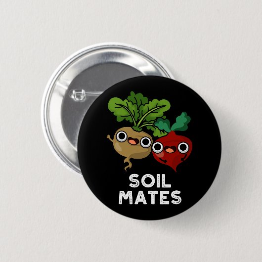 Badge Rond 5 Cm Sol Mates Funky Beet Root Pun Dark BG (Devant & derrière)