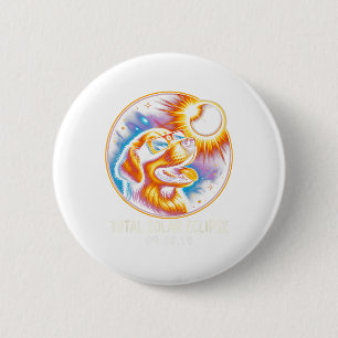 Badge Rond 5 Cm Solaire Eclipse Golden Retriever Portant des lunet