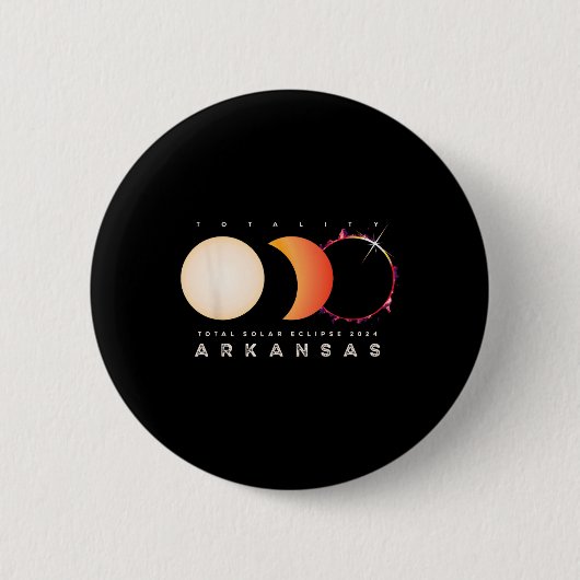Badge Rond 5 Cm Solar Eclipse 2024 Arkansas Total Eclipse America (Devant)